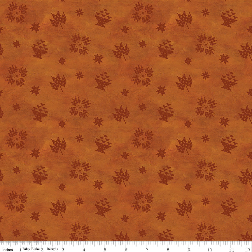 Covered Bridges in Fall - Block Toss ORANGE - 1/2 yd