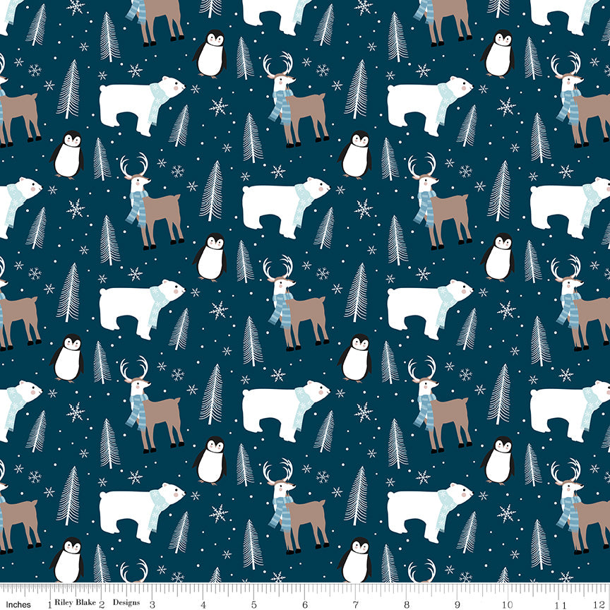 Winter Magic Main Navy - 1/2 yard