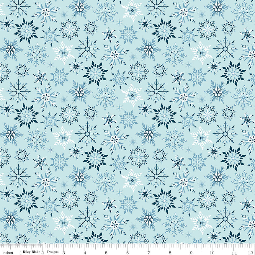 Winter Magic Snowflakes Aqua - 1/2 yard
