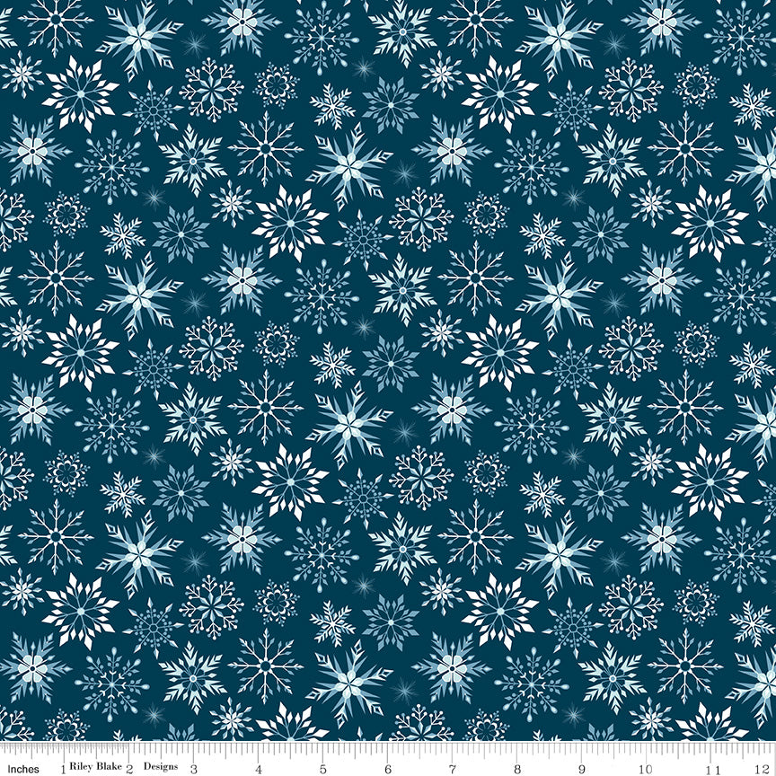 Winter Magic Snowflakes Navy - 1/2 yard