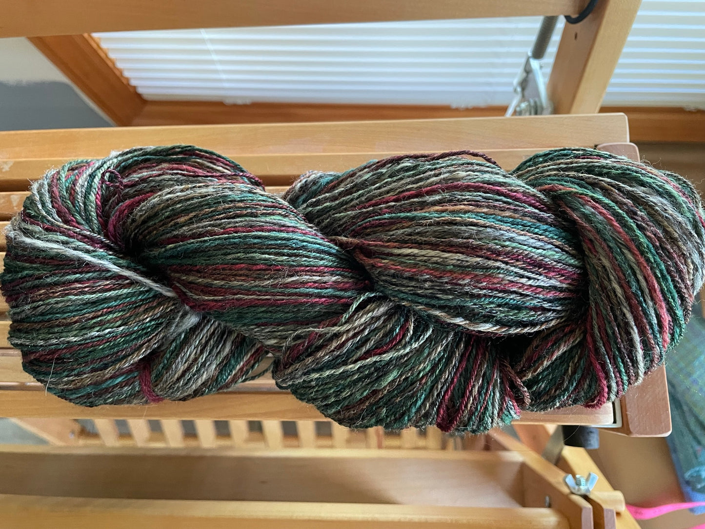 Handspun Yarn, Polwarth/Bamboo/Silk, Sport weight, Strawberry Fields