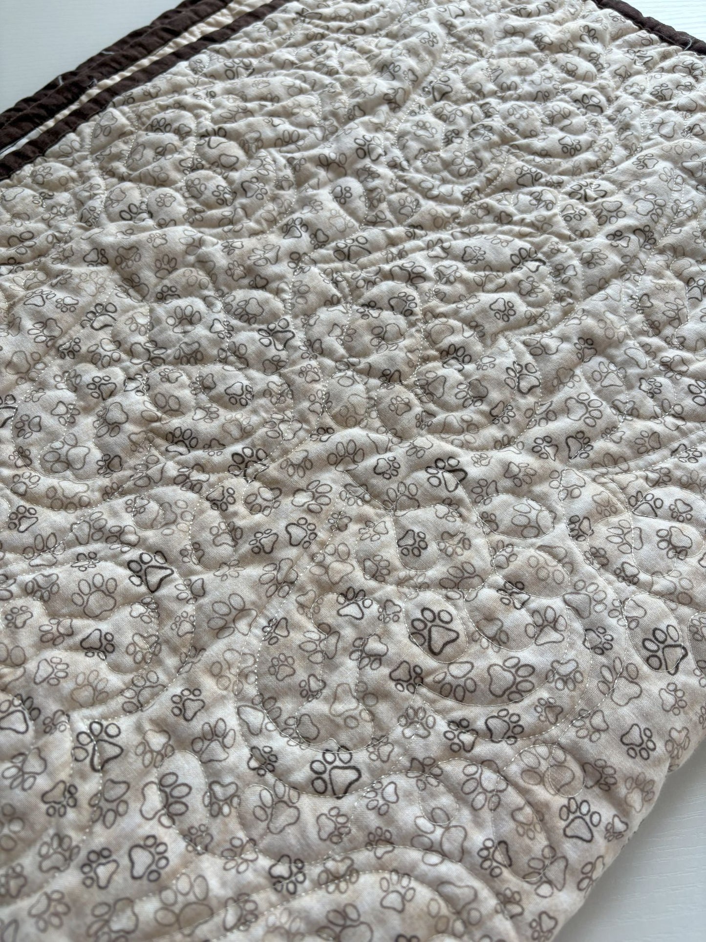 Brown/Tan paw print puppy quilt - 38"x32" Pet Quilt