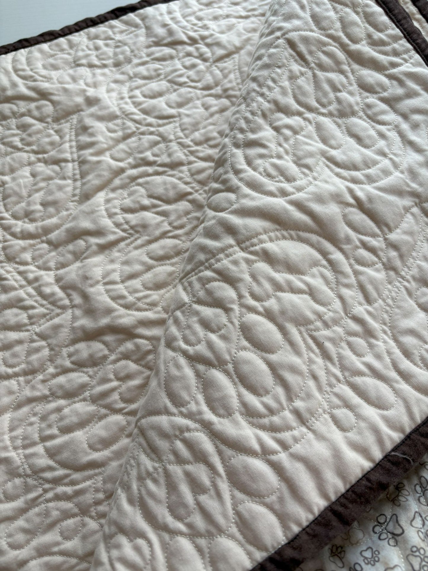 Brown/Tan paw print puppy quilt - 38"x32" Pet Quilt