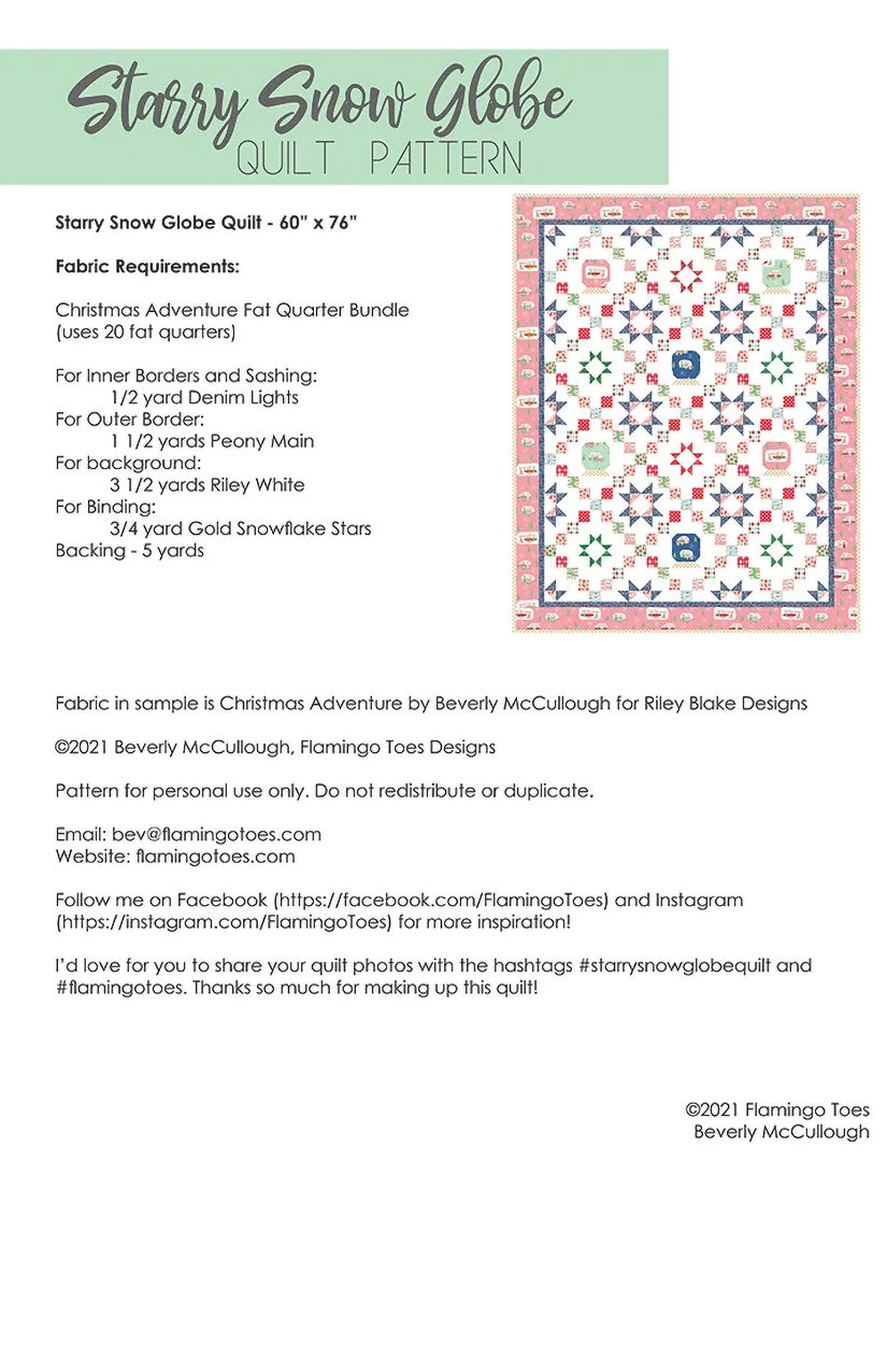 Starry Snow Globe Quilt Pattern