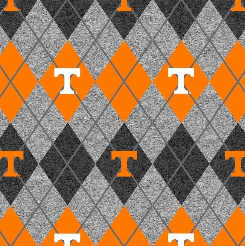Licensed NCAA University of Tennessee Argyle Fleece TENN-1148 Fabric by the Yard