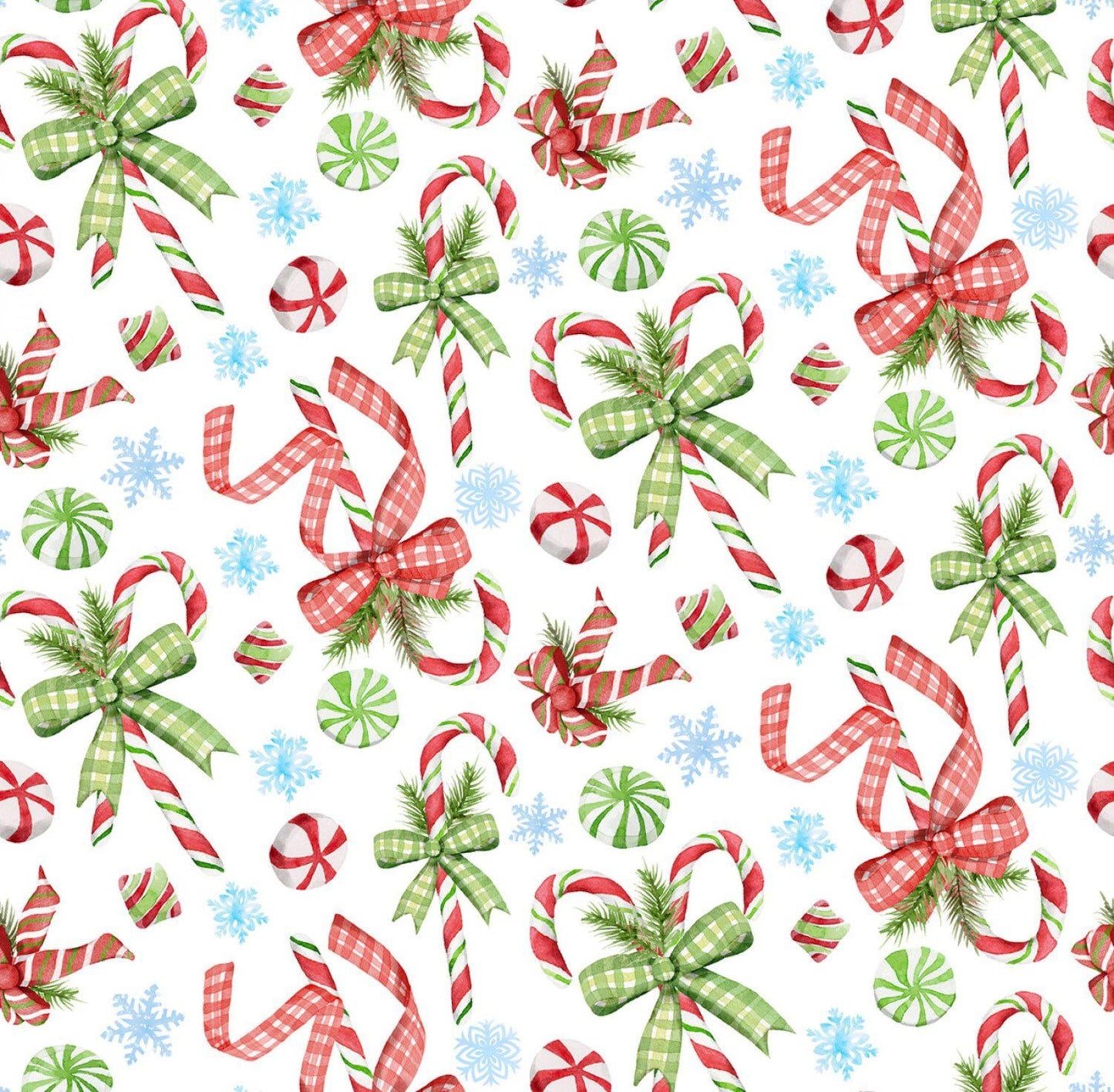 Winter Village - Candy Cane Lane - White - 1/2 yd