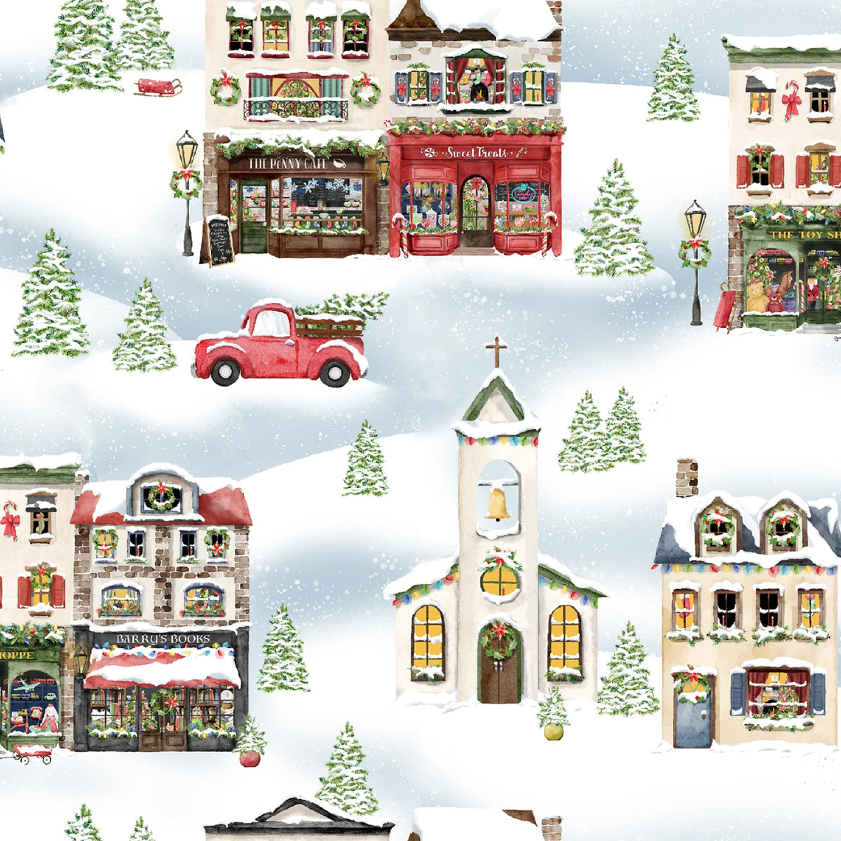 Winter Village - Blue Winter Village - Blue - 1/2 yd