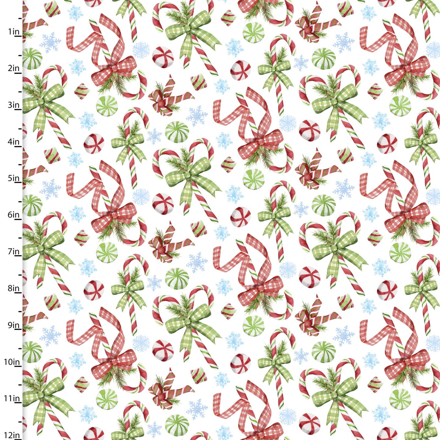 Winter Village - Candy Cane Lane - White - 1/2 yd