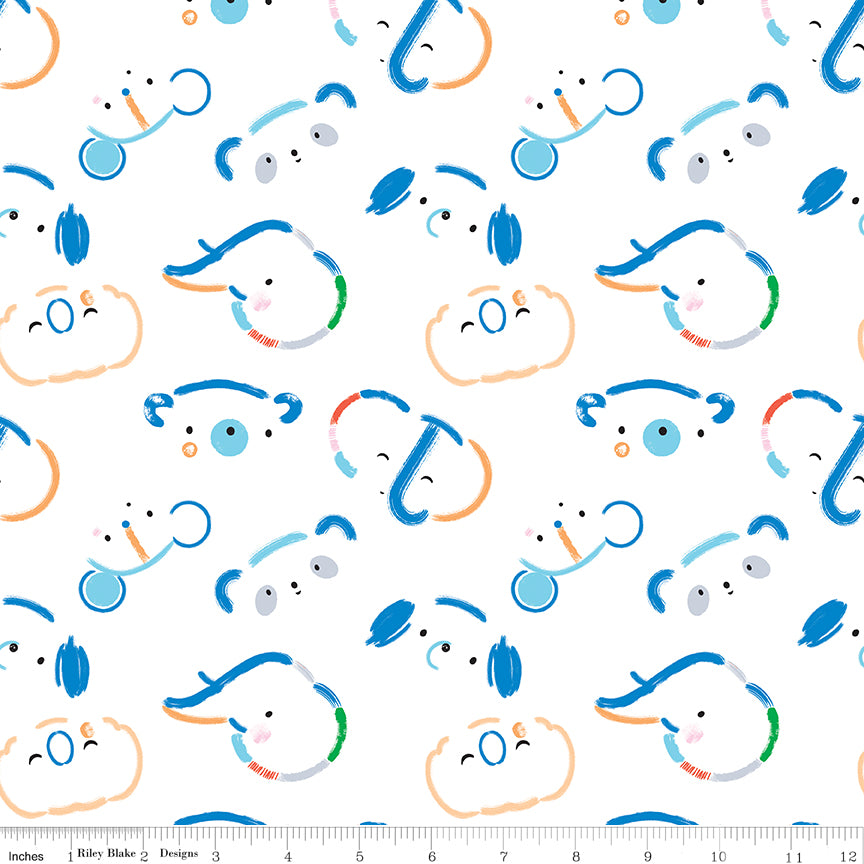Our Little Band Animal Toss White - 1/2 yd