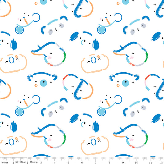 Our Little Band Animal Toss White - 1/2 yd