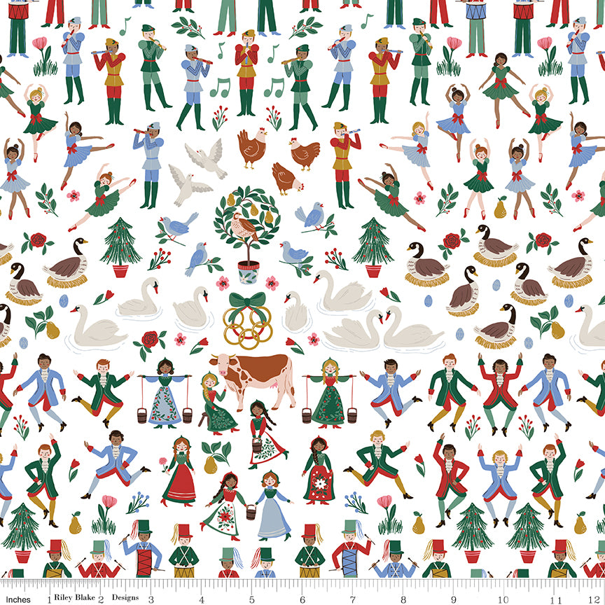 A Pear-fect Christmas 1-Yard Bundle WHITE - 8 yds total
