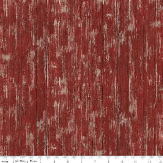 Covered Bridges in Spring Barn Wood Burgundy - 1/2 yd