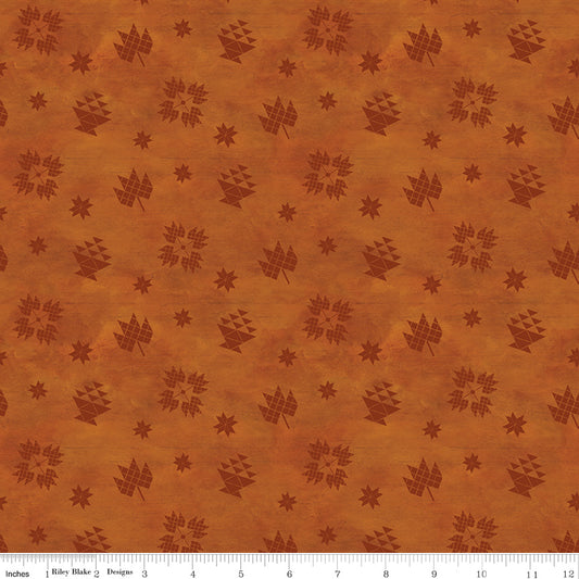 Covered Bridges in Fall - Block Toss ORANGE - 1/2 yd