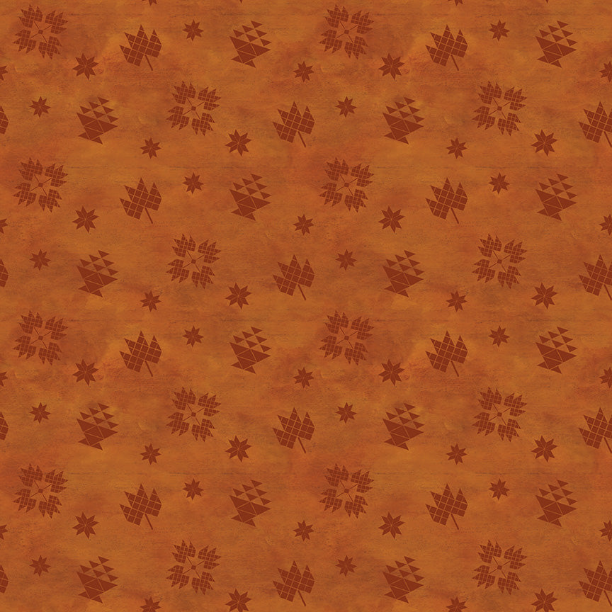 Covered Bridges in Fall - Block Toss ORANGE - 1/2 yd