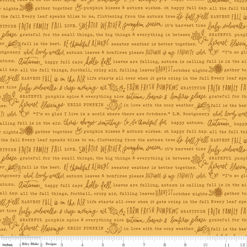 Happy Fall Days Stone Vintage Squares Yardage C16342 Gold by Riley Blake Designs - 1/2 yd