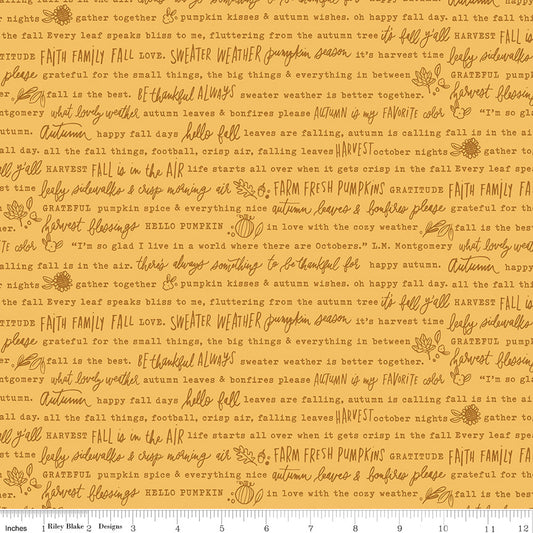Happy Fall Days Stone Vintage Squares Yardage C16342 Gold by Riley Blake Designs - 1/2 yd
