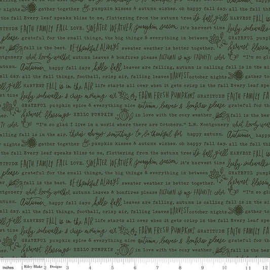 Happy Fall Days Stone Vintage Squares Yardage C16342 Green by Riley Blake Designs - 1/2 yd