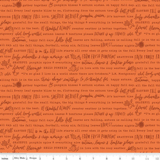 Happy Fall Days Stone Vintage Squares Yardage C16342 Orange by Riley Blake Designs - 1/2 yd