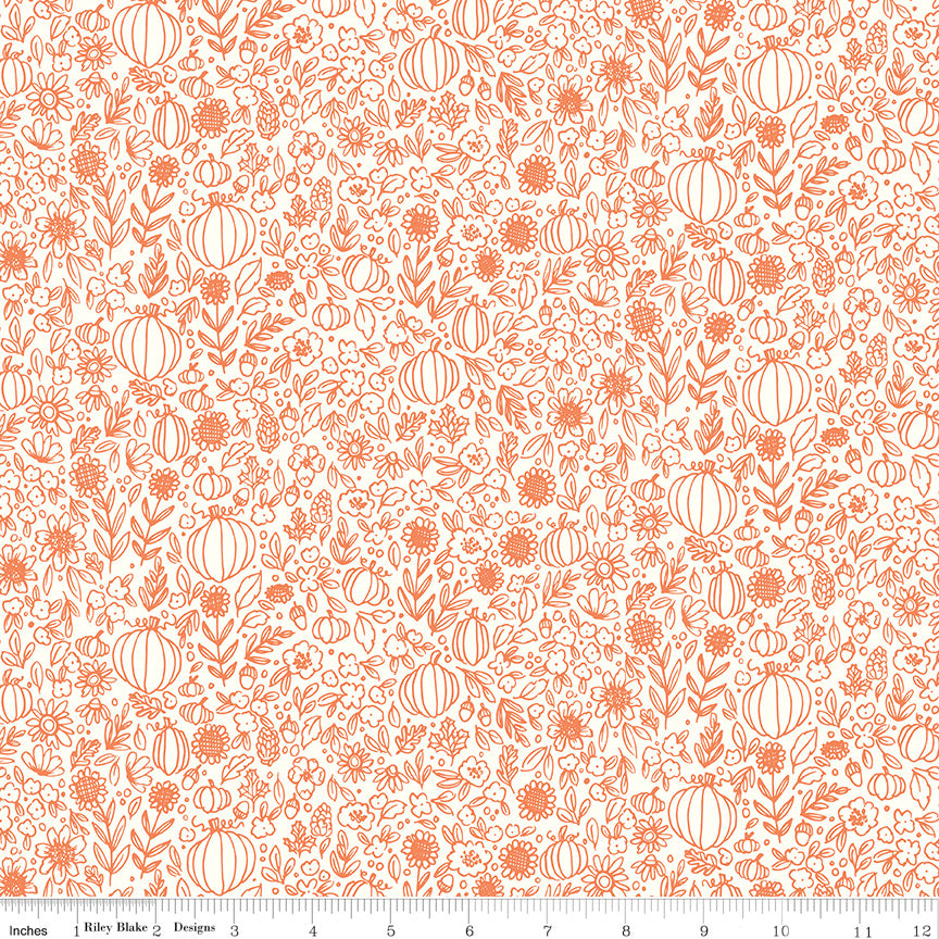 Happy Fall Days Stone Vintage Squares Yardage C16344 Cloud by Riley Blake Designs - 1/2 yd