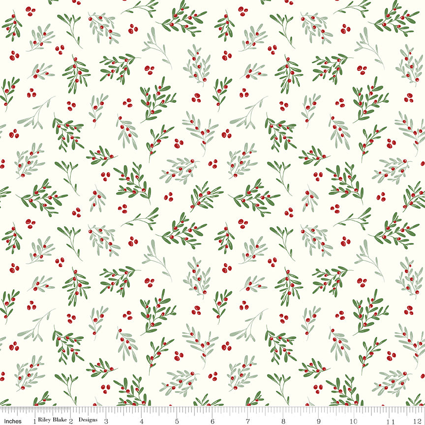 Mistletoe & Holly - Mistletoe CLOUD - 1/2 yd