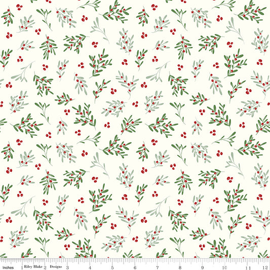 Mistletoe & Holly - Mistletoe CLOUD - 1/2 yd