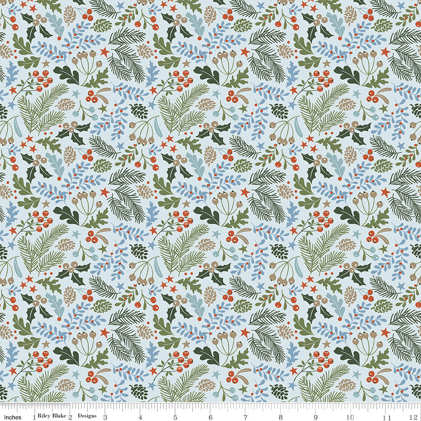 Santa Tree Farm 1-Yard Bundle Sky - 5 yds total + panel