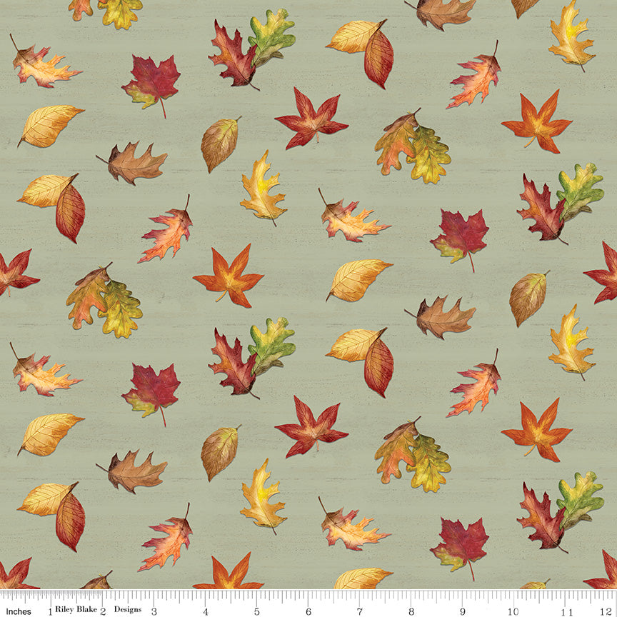 Covered Bridges in Fall - Leaf Toss SAGE - 1/2 yd