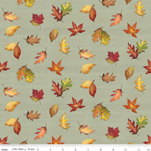 Covered Bridges in Fall - Leaf Toss SAGE - 1/2 yd