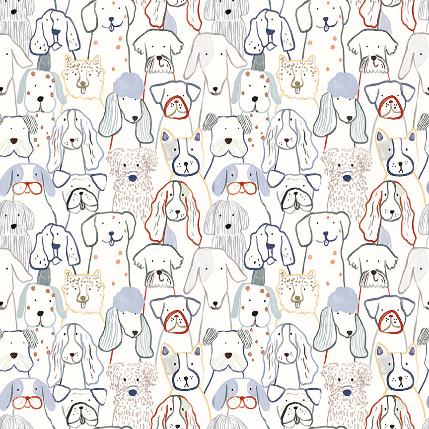 Flannel Inky Dog Club White F16024-WHITE by Riley Blake Designs - 1/2 yd