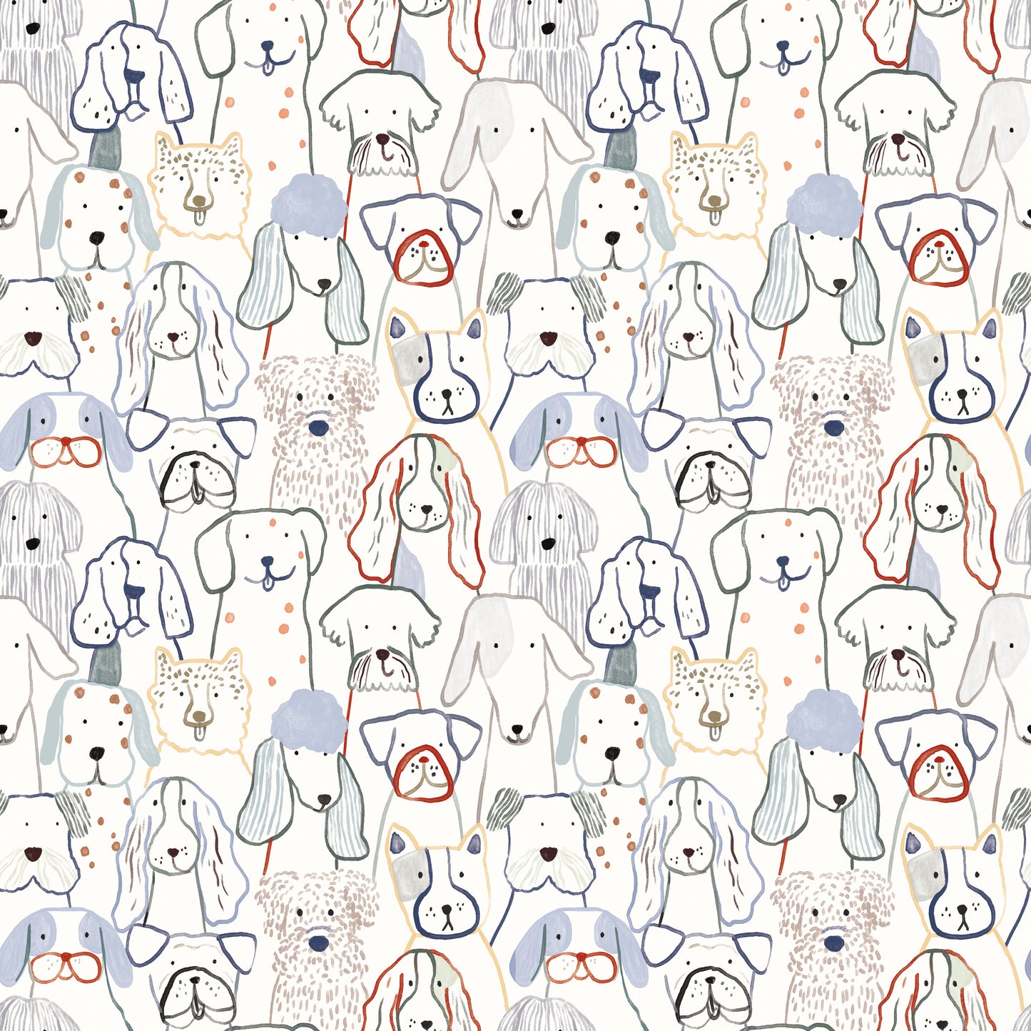 Flannel Inky Dog Club White F16024-WHITE by Riley Blake Designs - 1/2 yd