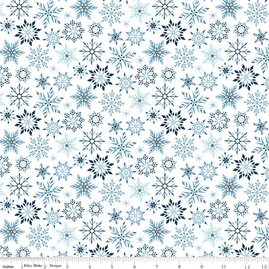 Flannel Winter Magic Snowflakes White by Riley Blake Designs - 1/2 yd