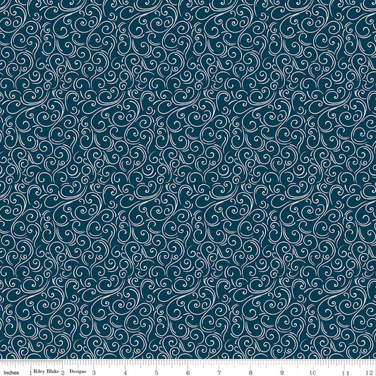 Flannel Winter Magic Swirls Navy by Riley Blake Designs - 1/2 yd