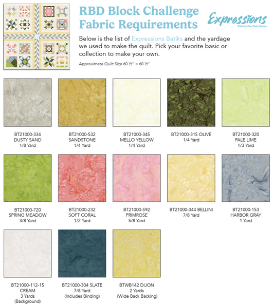 2026 Riley Blake Block Challenge Kit - Batiks