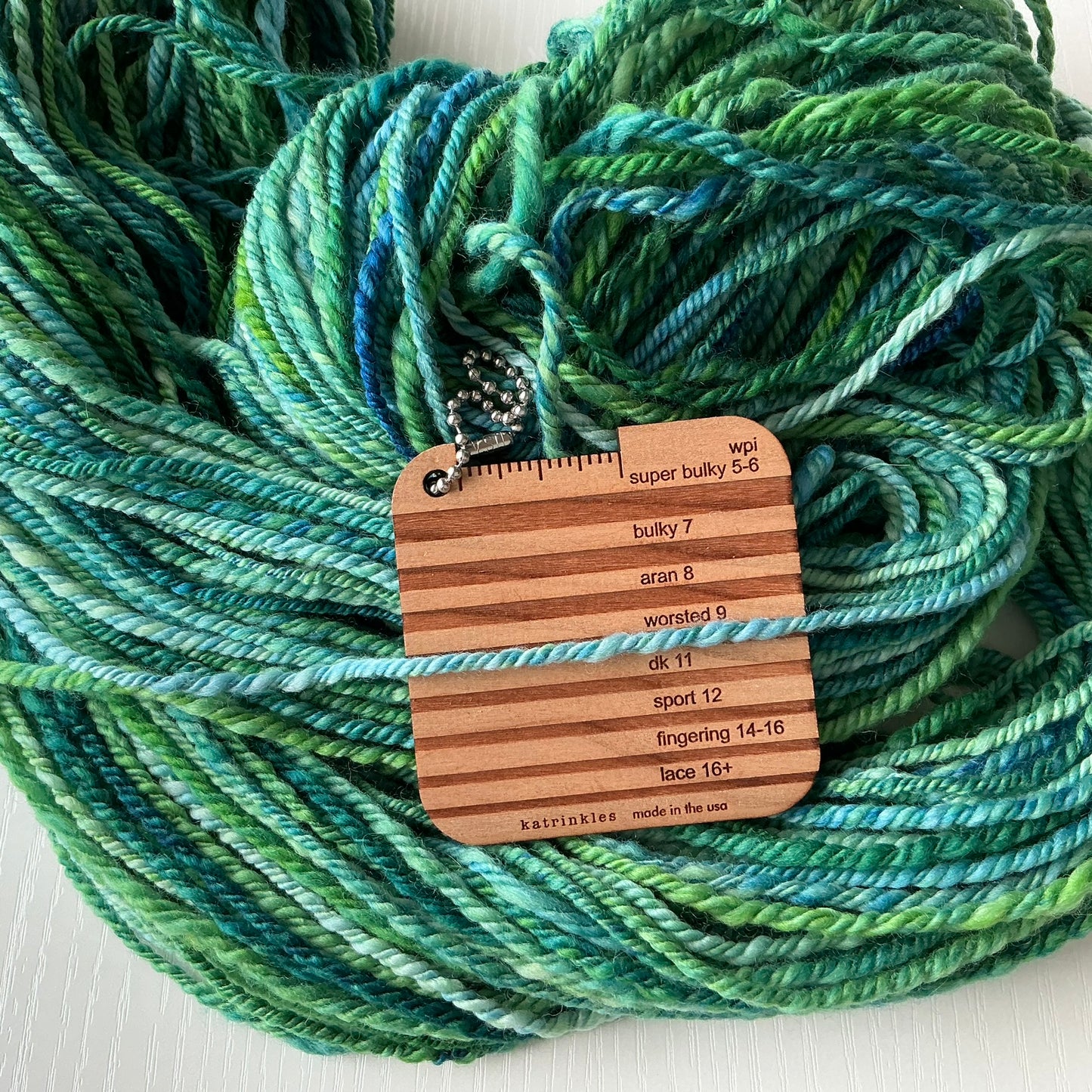 Handspun DK weight Yarn, 100% wool - dyed by Malabrigo - Solis - greens and blues