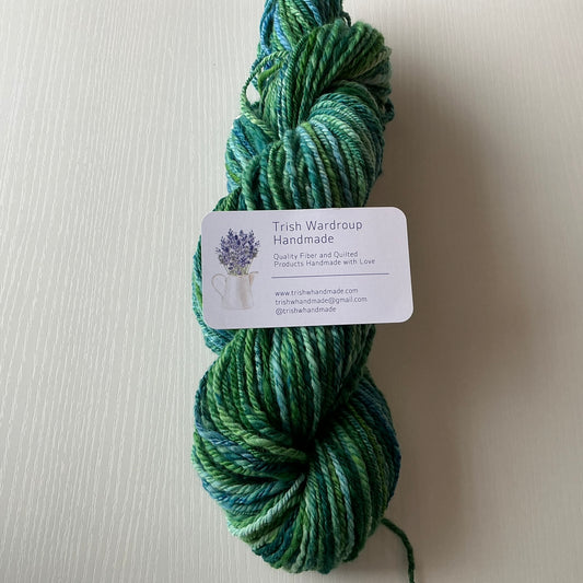 Handspun DK weight Yarn, 100% wool - dyed by Malabrigo - Solis - greens and blues