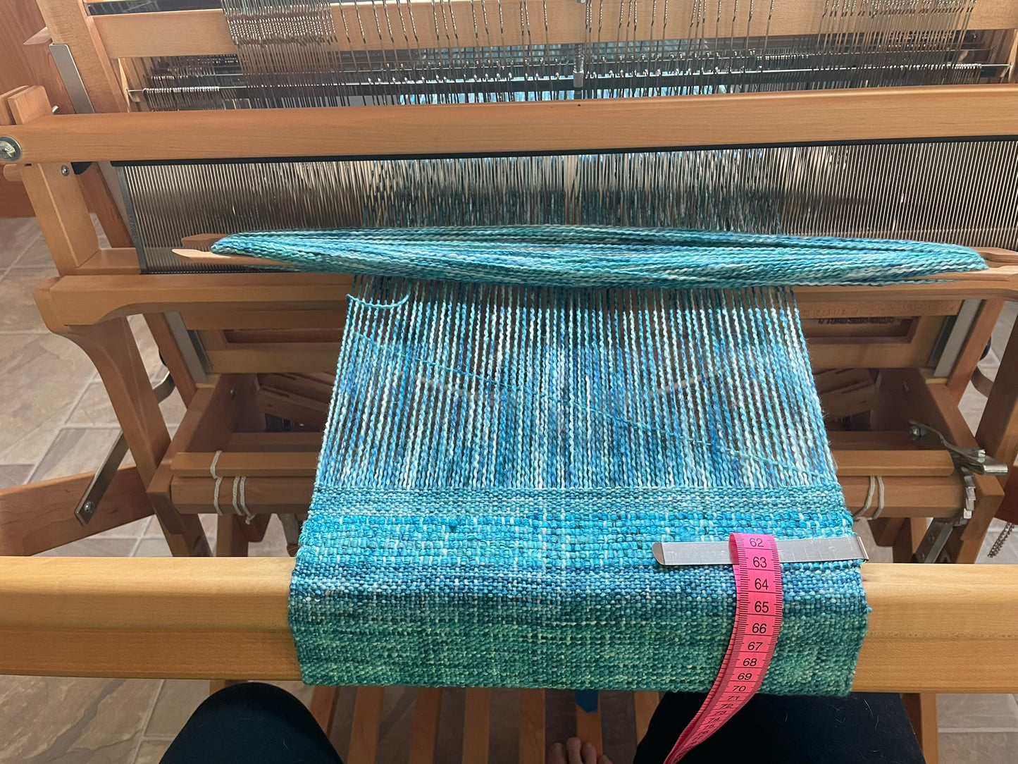 Handwoven Cotton Scarf, blues and greens, hand dyed yarn