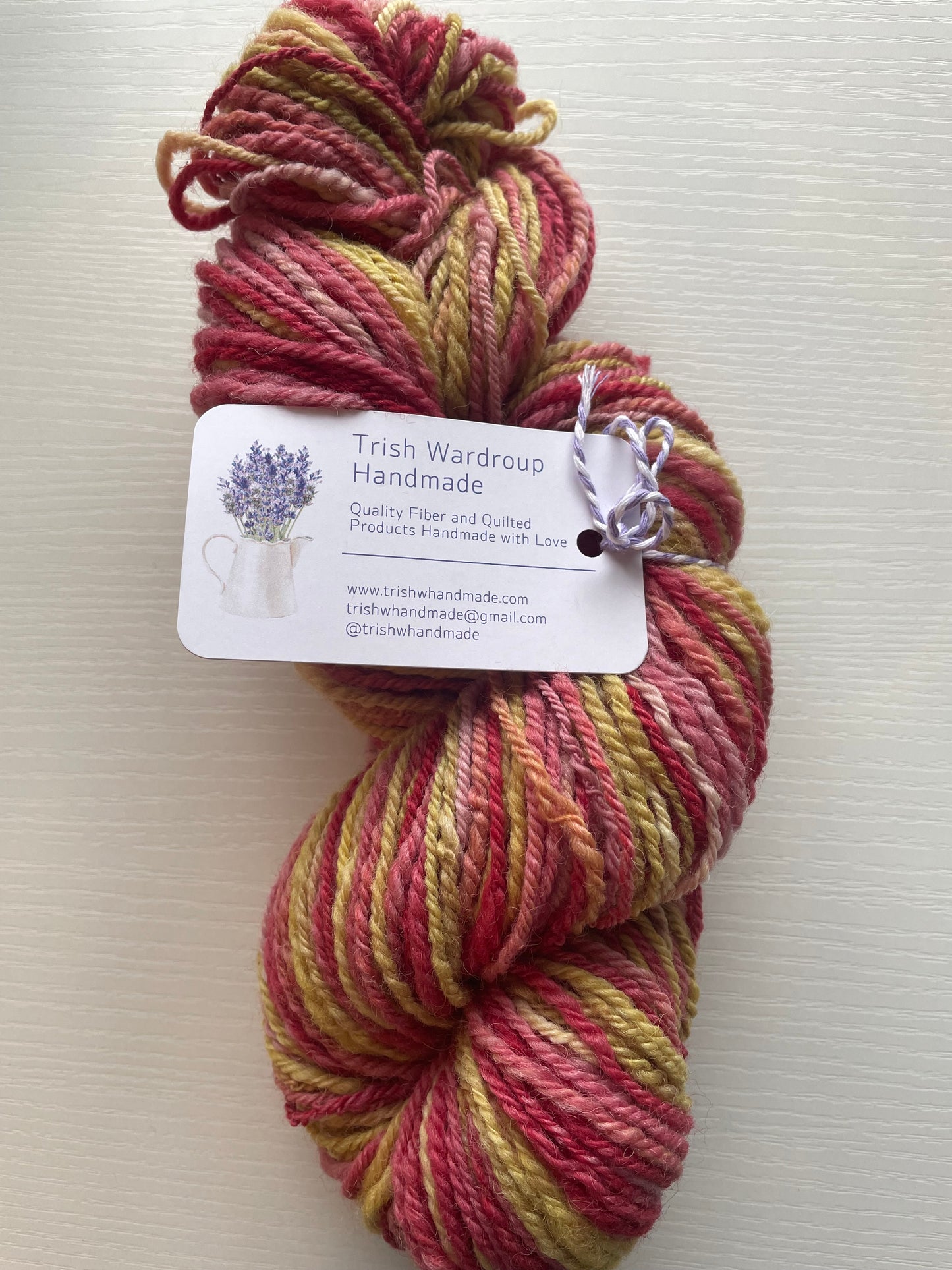 Handspun Yarn, Jacob Wool DK - Red and Yellow "Summertime Fun"