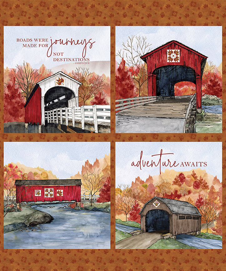 Covered Bridges in Fall - Pillow Panel