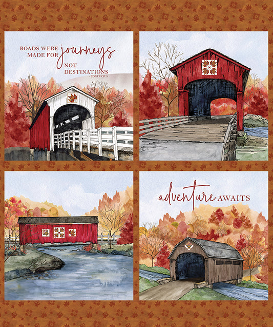 Covered Bridges in Fall - Pillow Panel