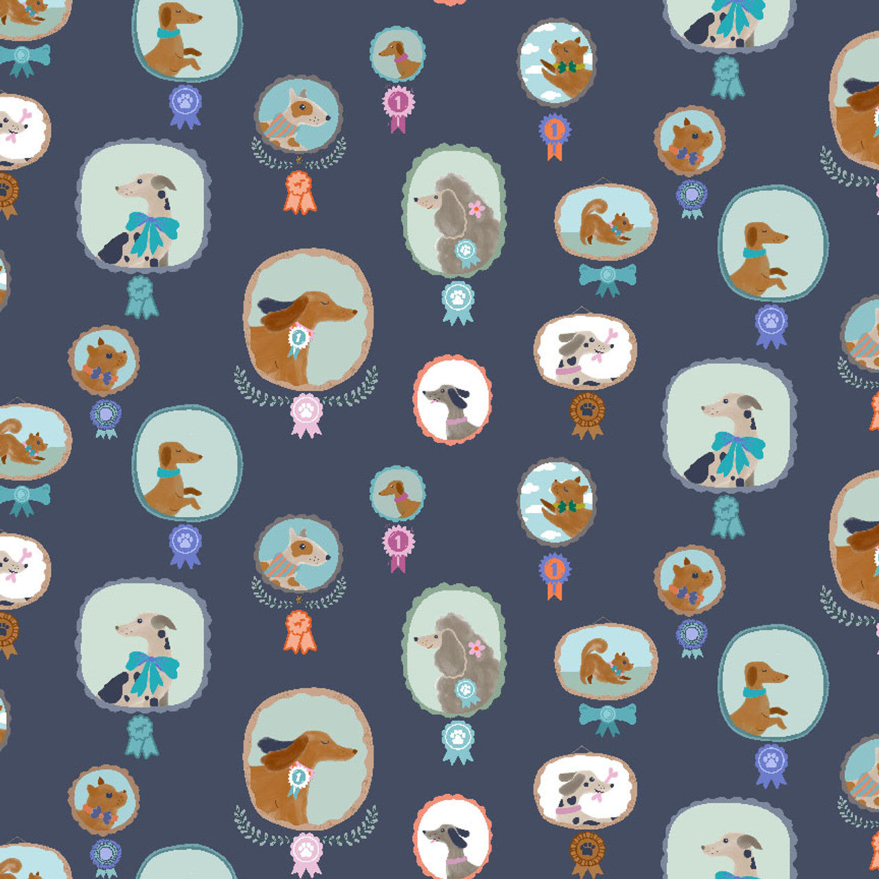 Dear Stella Fabrics Ruff Day Stellar Mutts About You - 1/2 YD