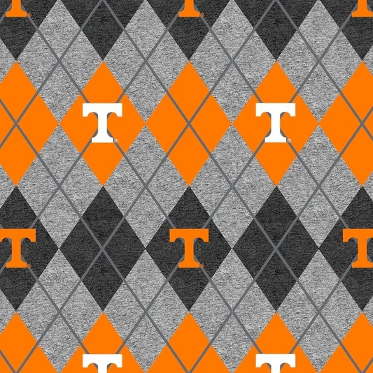 Licensed NCAA University of Tennessee Argyle Fleece TENN-1148 Fabric by the Yard