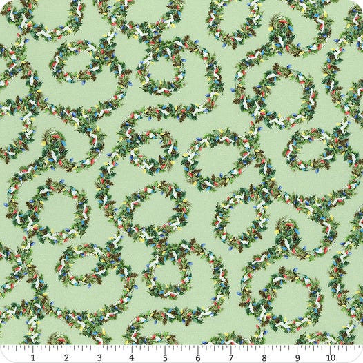 Winter Village - Green Pine Garland - 1/2 yd